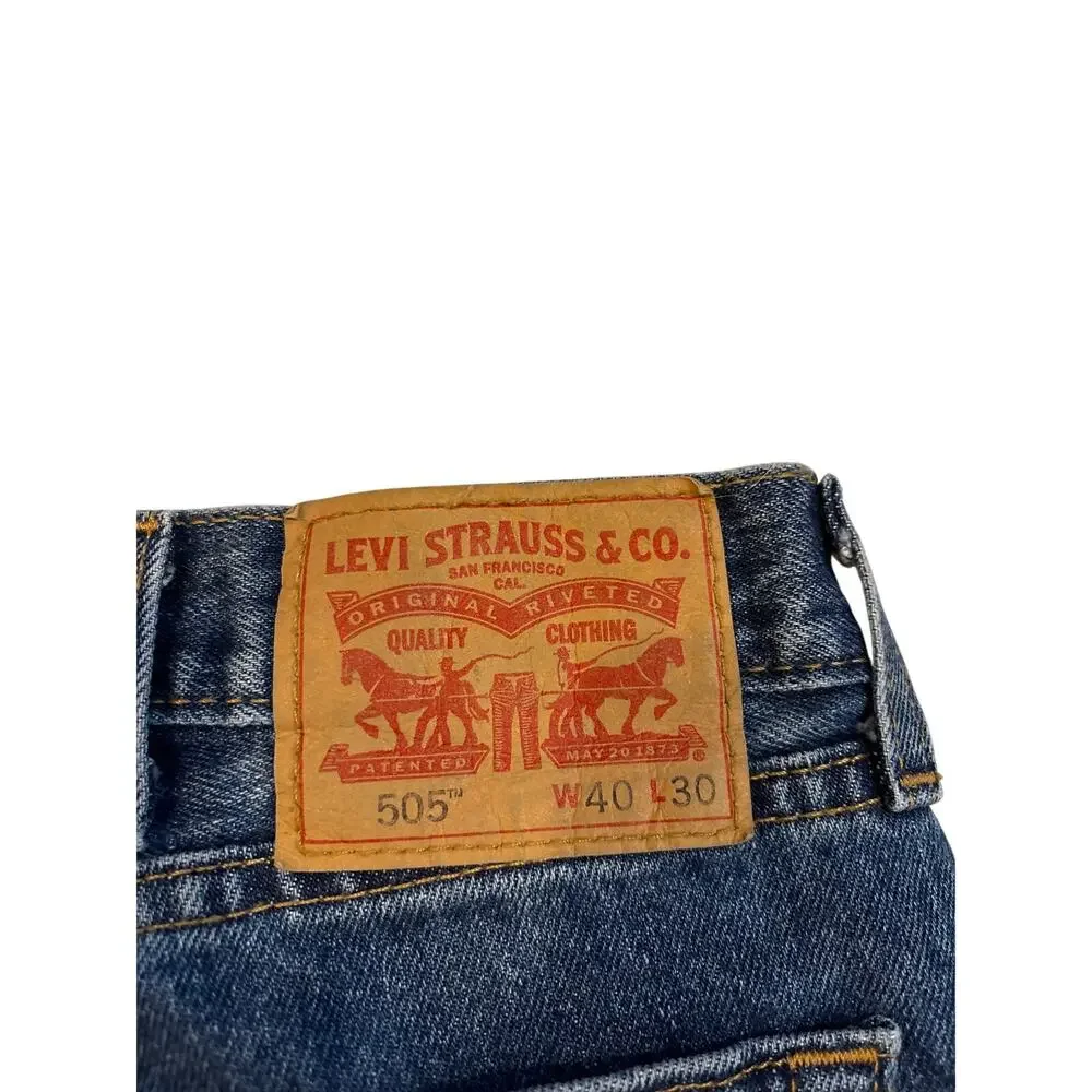 Levis 505 Jeans Mens Sz 40x30 Blue Regular Fit Straight Leg 100% Cotton Classic